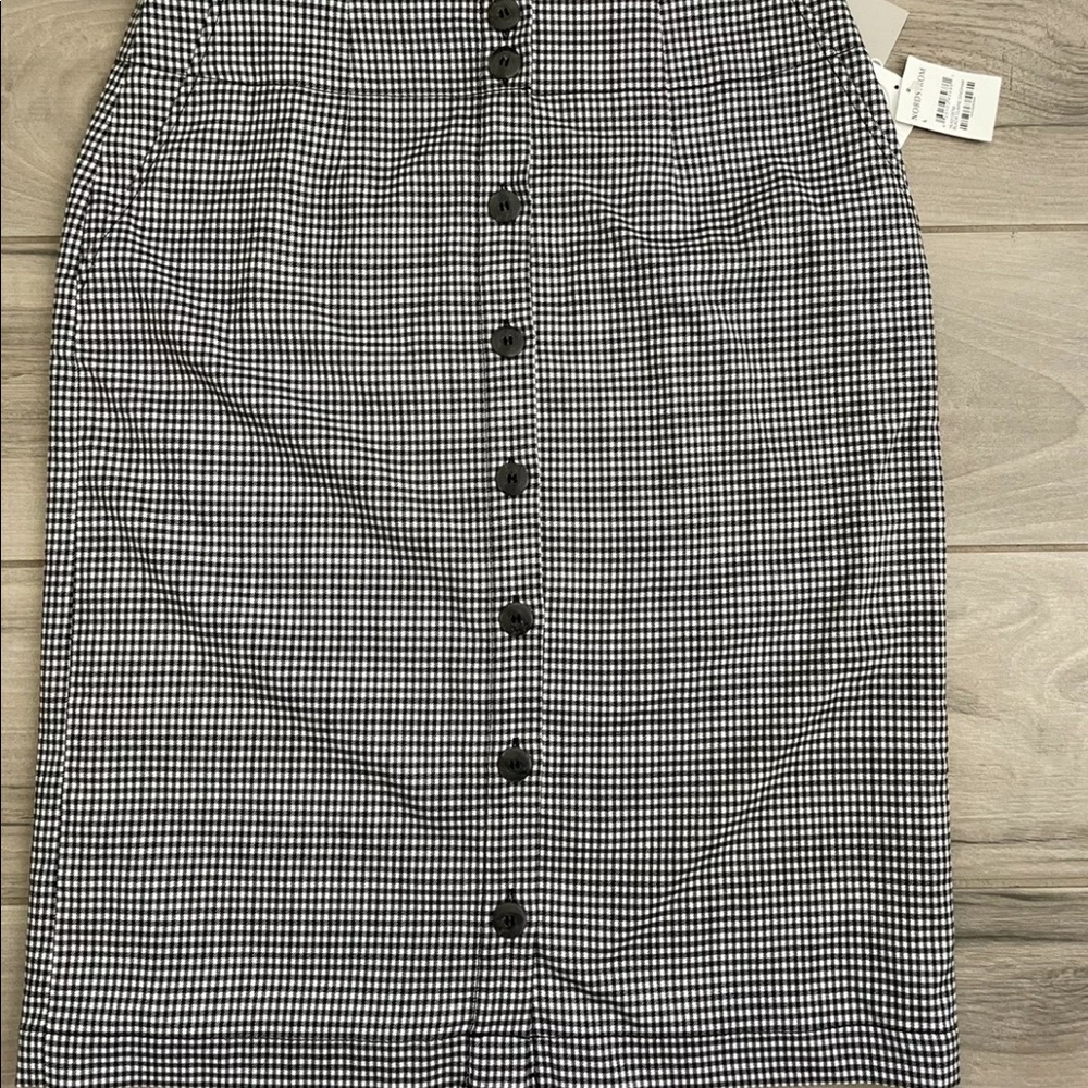 NWT Chelsea28 Black Claire Gingham Patterned Skirt L
